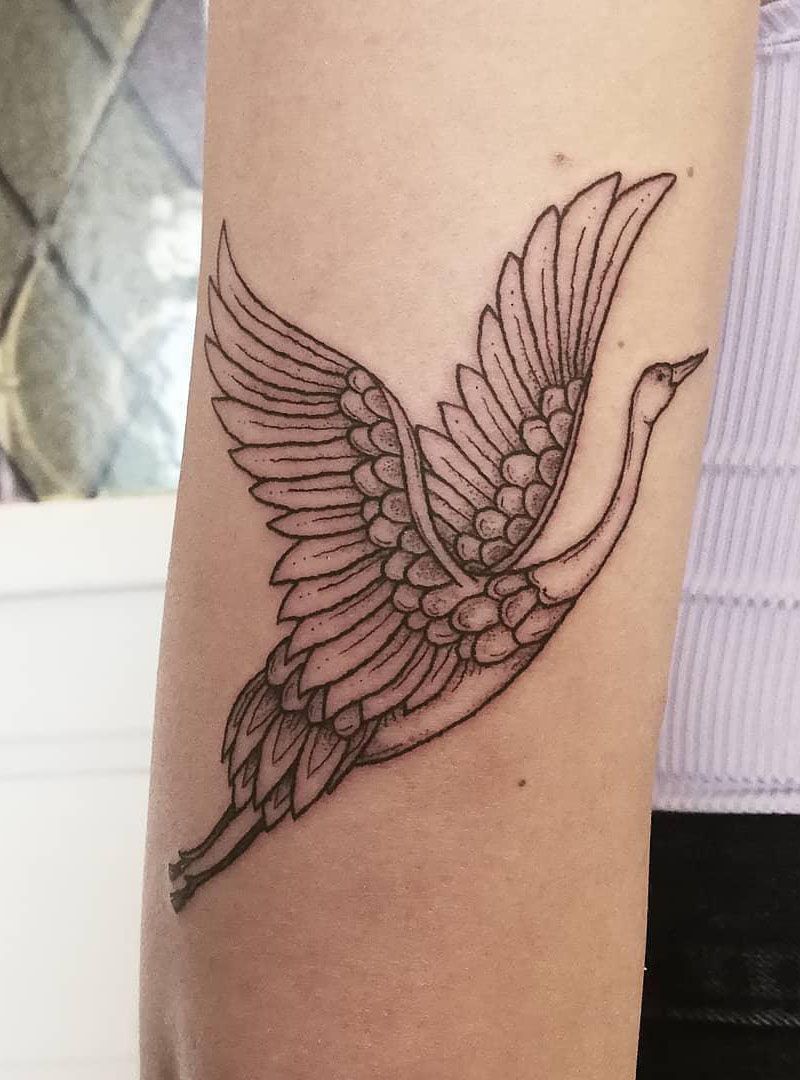 Pretty Crane Tattoos Bring You Longevity and Health