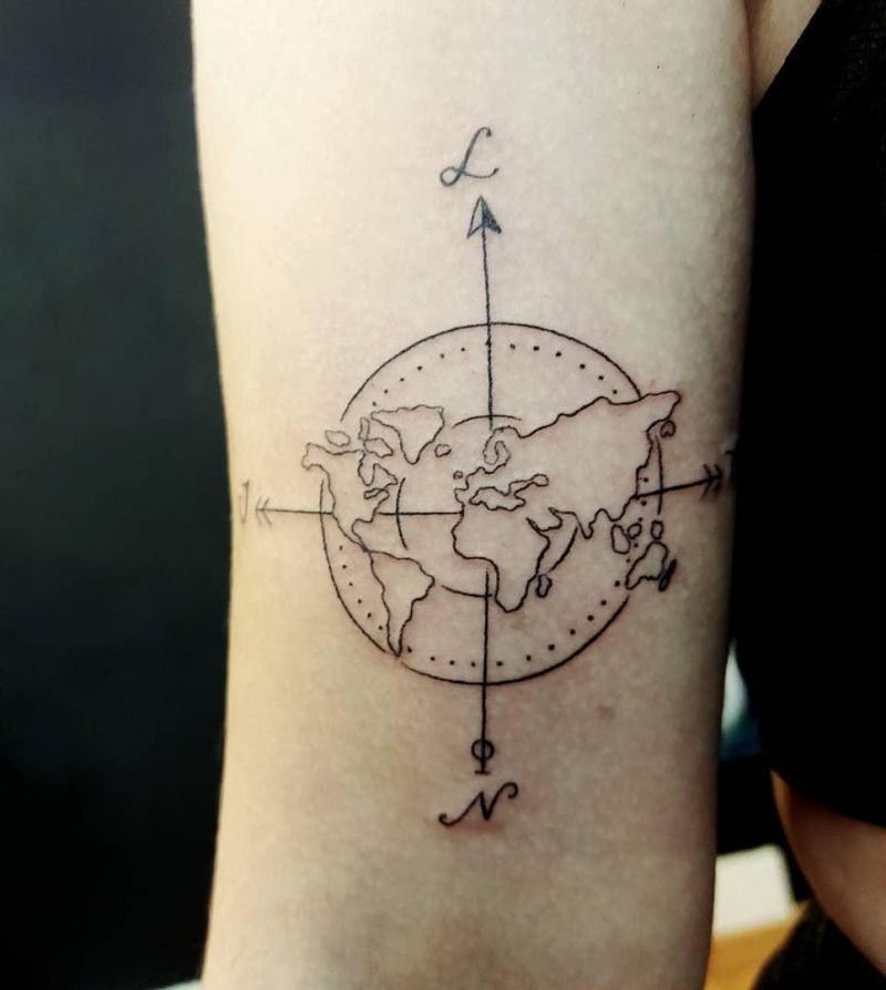 30 Pretty Map Tattoos Make You Want to Go Abroad