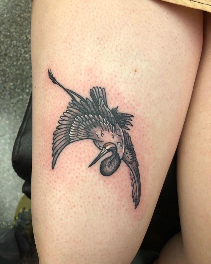 Pretty Crane Tattoos Bring You Longevity and Health