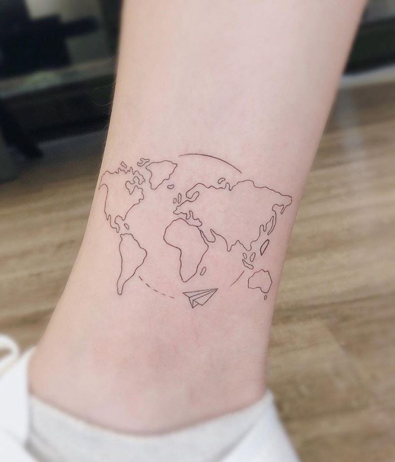 30 Pretty Map Tattoos Make You Want to Go Abroad