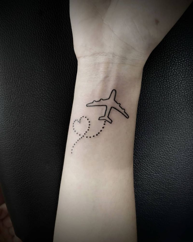 30 Pretty Airplane Tattoos Make You Like to Travel