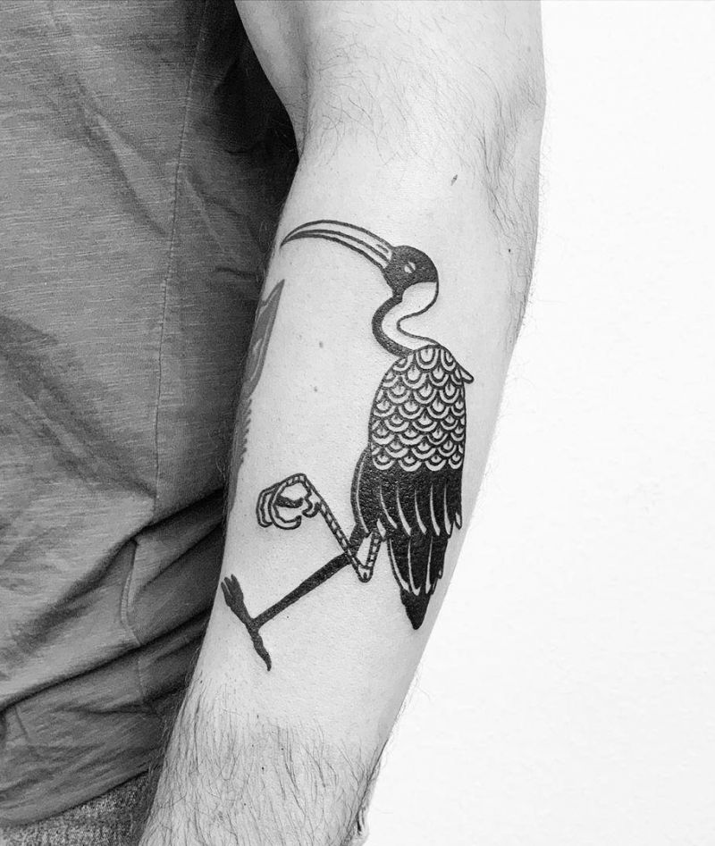 Pretty Crane Tattoos Bring You Longevity and Health