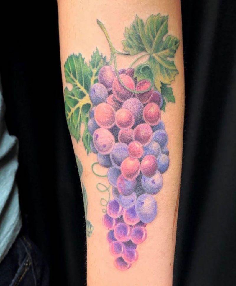 30 Sweet Grape Tattoos Moment Give You The Taste of Happiness