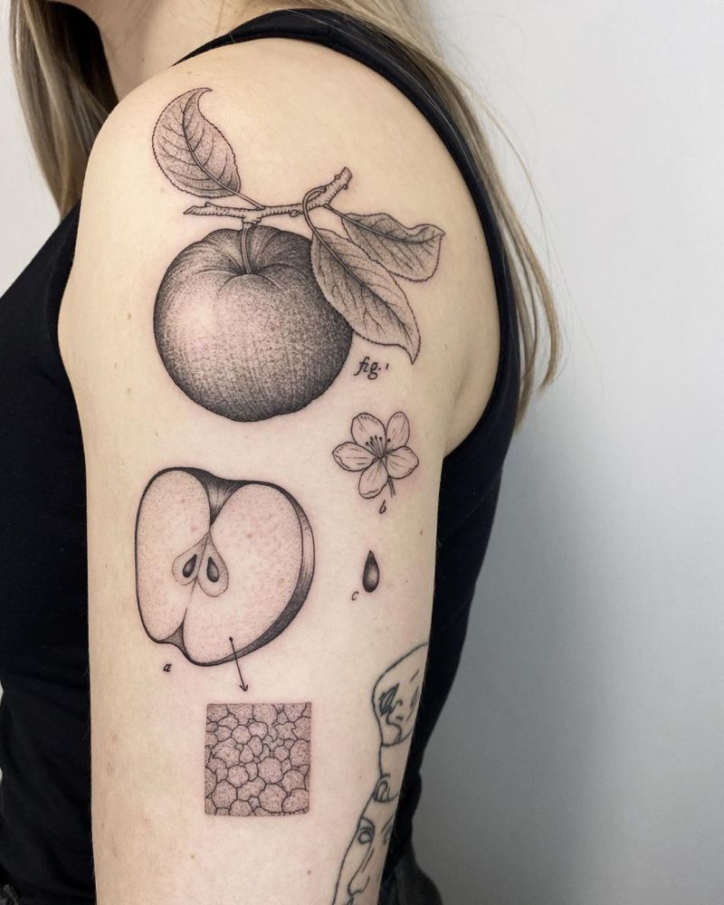 Pretty Apple Tattoos Give You Peace and Health