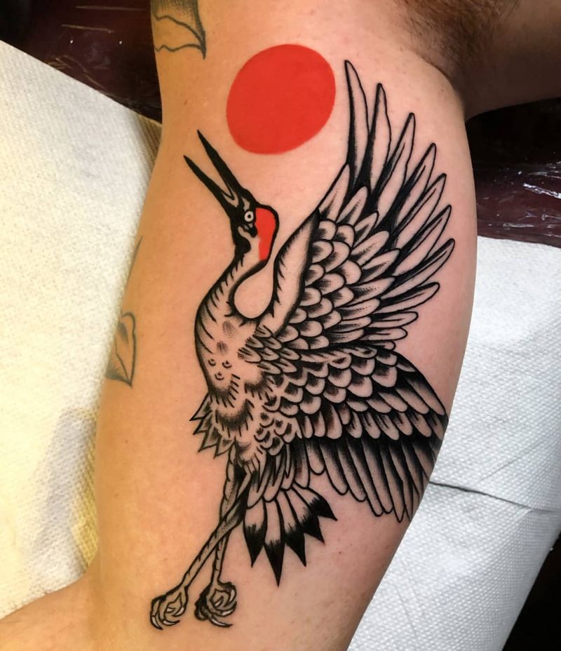 Pretty Crane Tattoos Bring You Longevity and Health