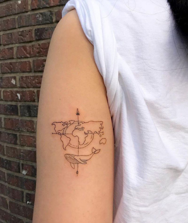 30 Pretty Map Tattoos Make You Want to Go Abroad