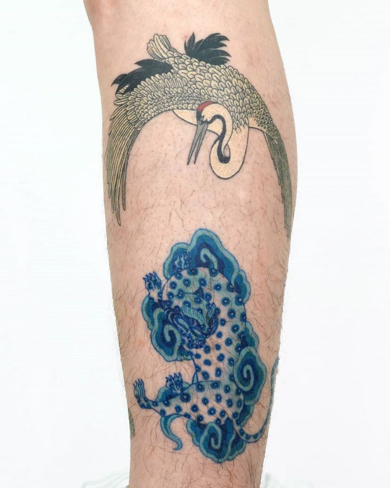 Pretty Crane Tattoos Bring You Longevity and Health