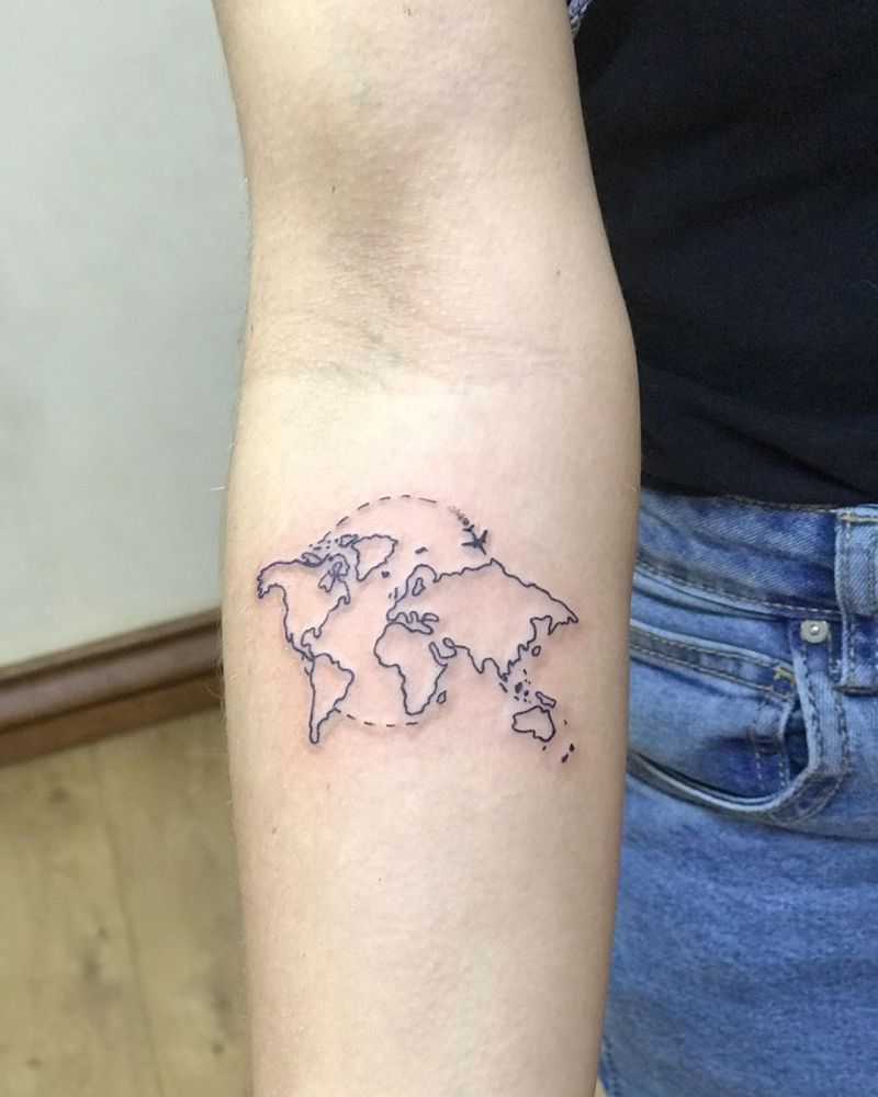 30 Pretty Map Tattoos Make You Want to Go Abroad