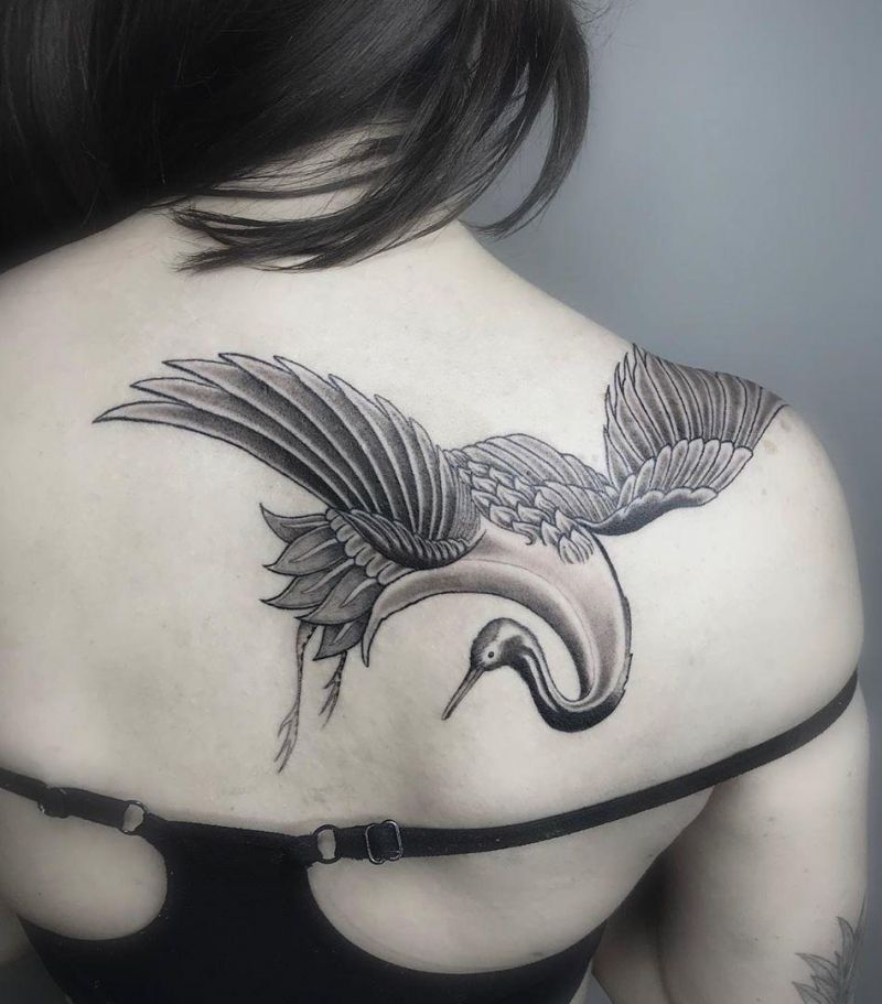 Pretty Crane Tattoos Bring You Longevity and Health