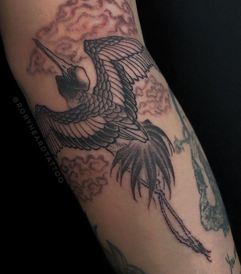 Pretty Crane Tattoos Bring You Longevity and Health