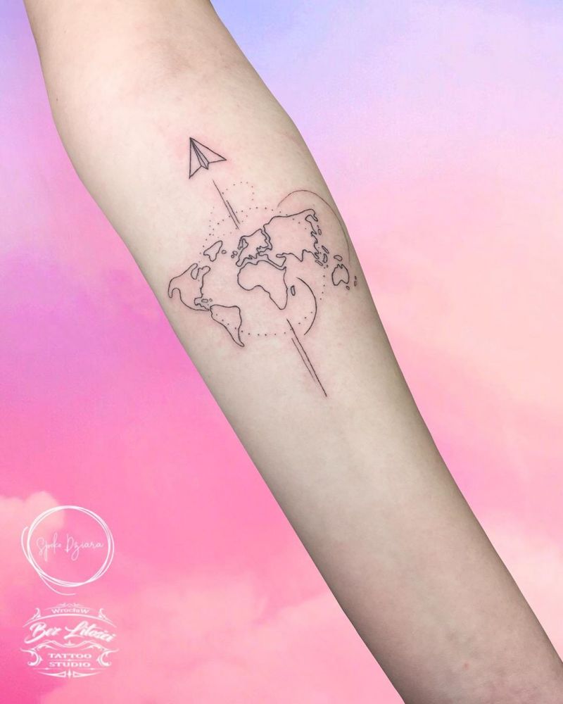 30 Pretty Map Tattoos Make You Want to Go Abroad