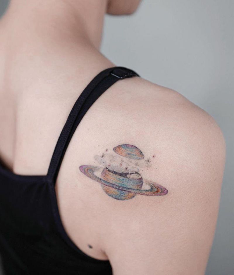 Pretty Saturn Tattoos for You to Enjoy