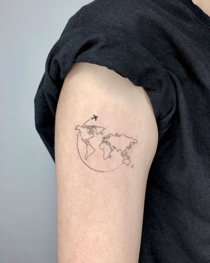 30 Pretty Map Tattoos Make You Want to Go Abroad