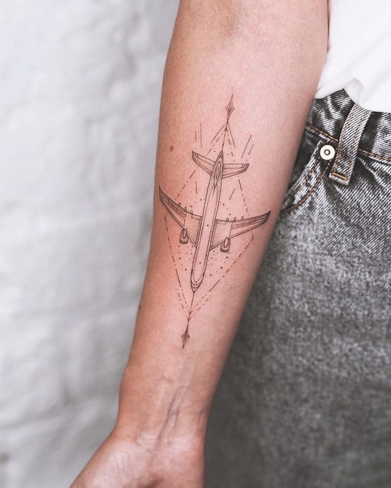 30 Pretty Airplane Tattoos Make You Like to Travel