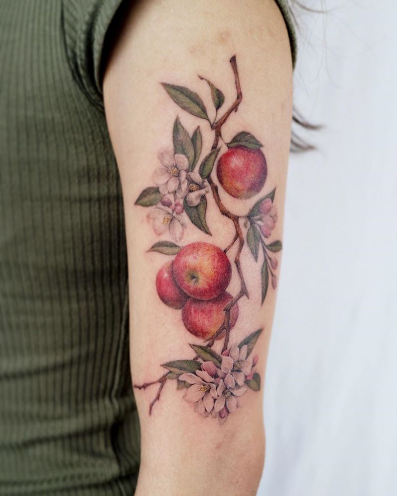 Pretty Apple Tattoos Give You Peace and Health