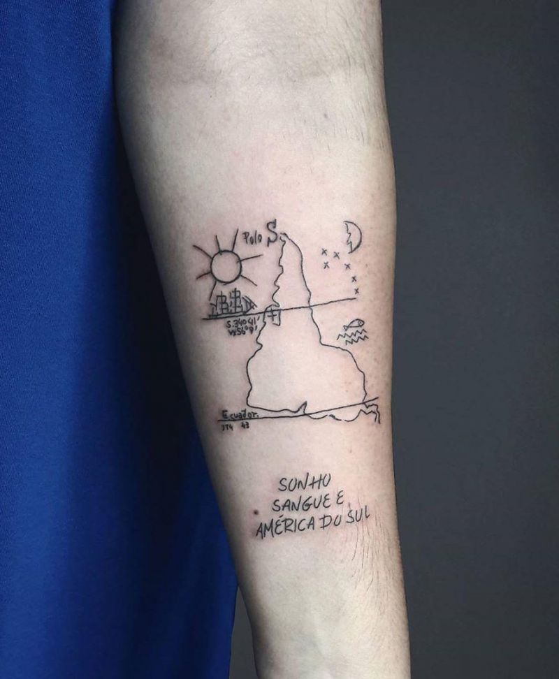 30 Pretty Map Tattoos Make You Want to Go Abroad