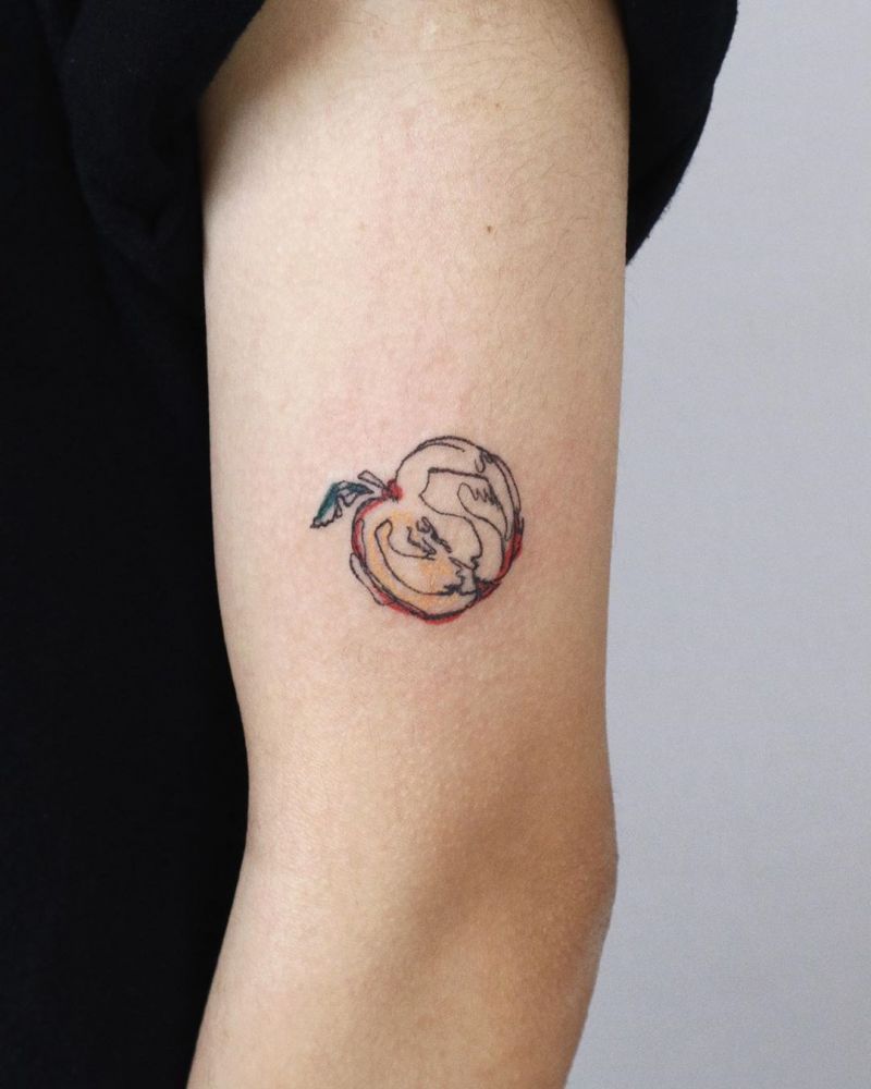 Pretty Apple Tattoos Give You Peace and Health