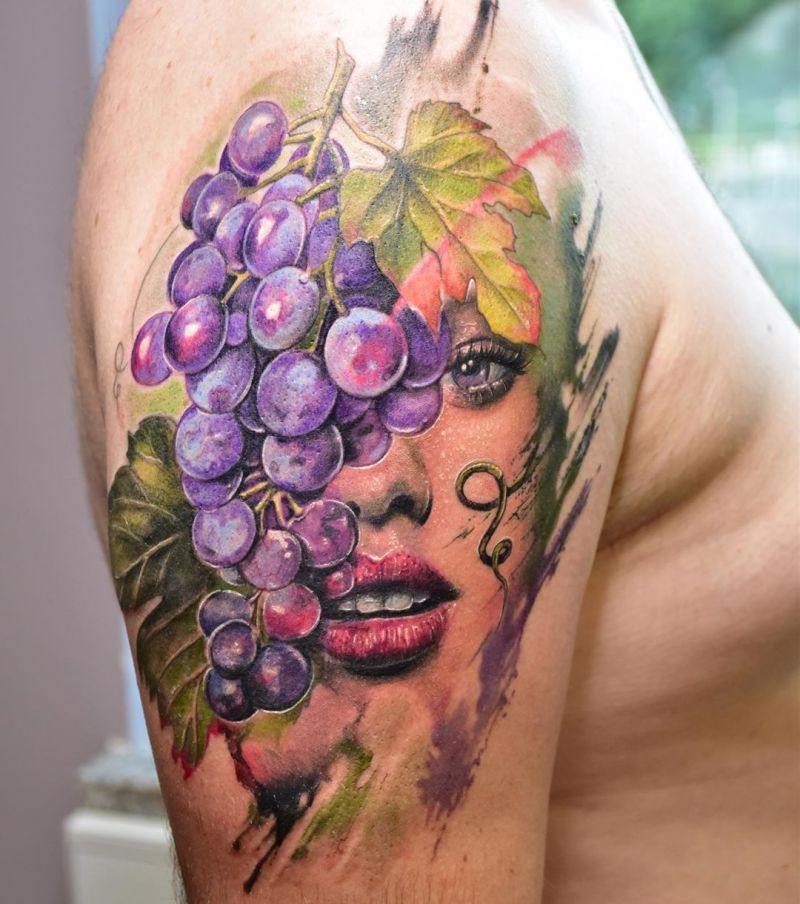 30 Sweet Grape Tattoos Moment Give You The Taste of Happiness