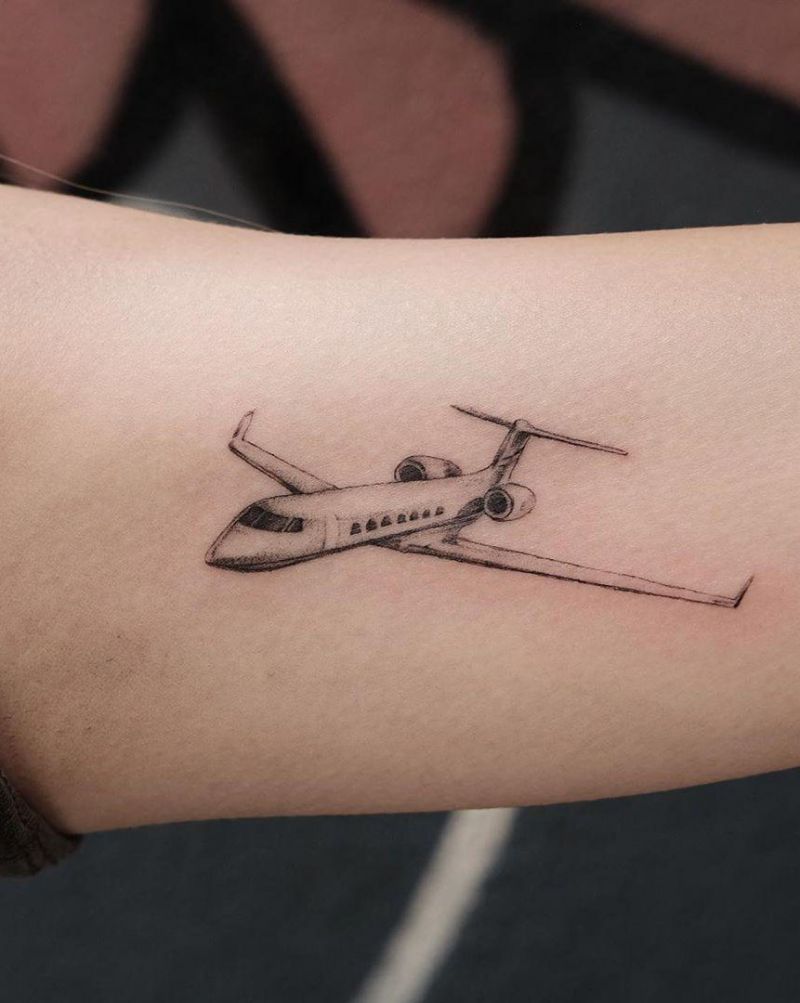 30 Pretty Airplane Tattoos Make You Like to Travel