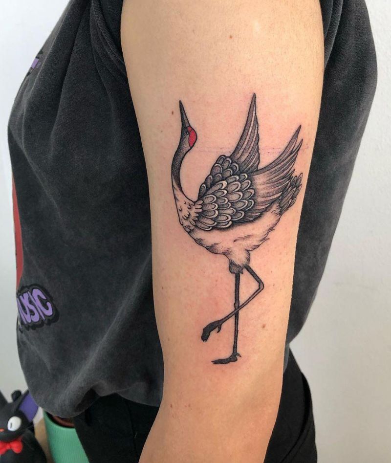 Pretty Crane Tattoos Bring You Longevity and Health