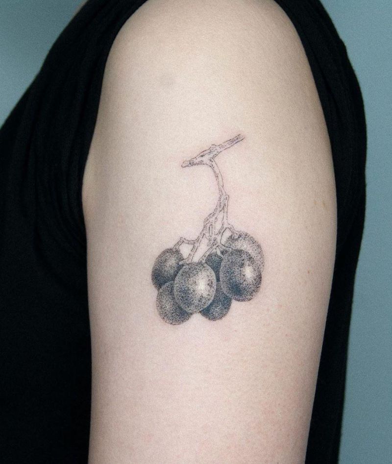 30 Sweet Grape Tattoos Moment Give You The Taste of Happiness