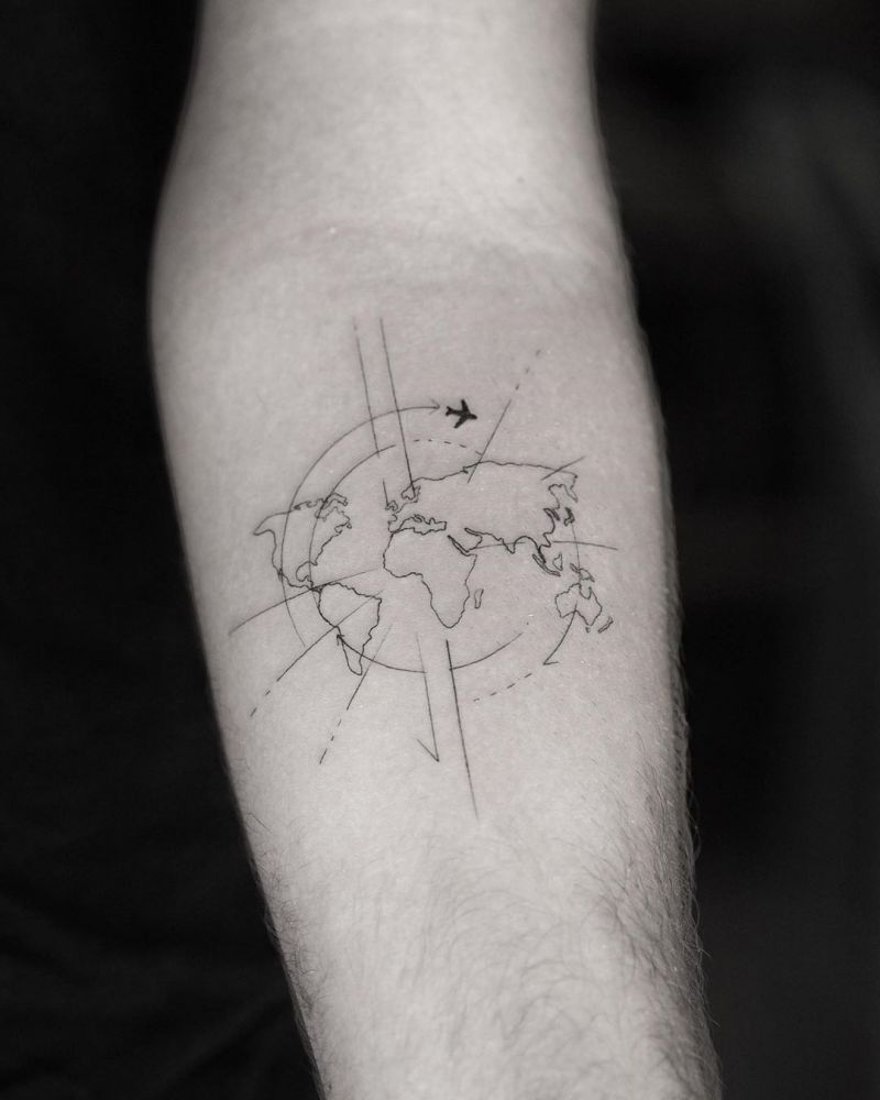 30 Pretty Map Tattoos Make You Want to Go Abroad