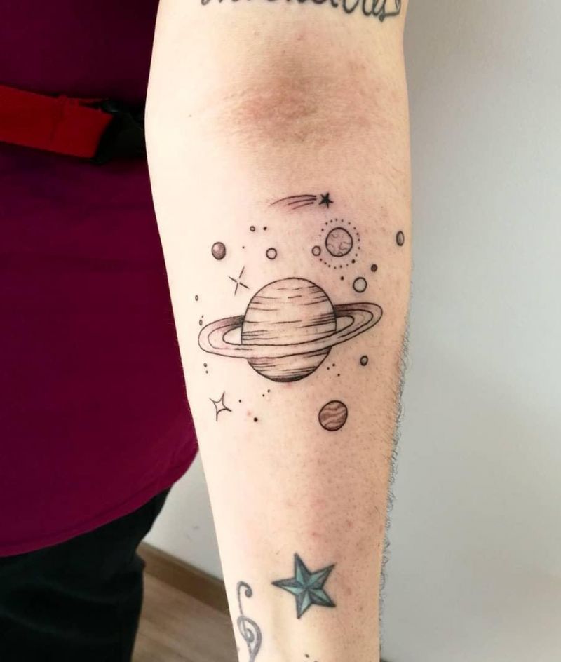 Pretty Saturn Tattoos for You to Enjoy