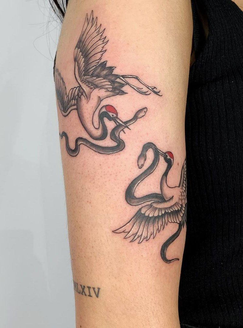 Pretty Crane Tattoos Bring You Longevity and Health