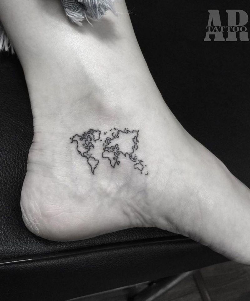 30 Pretty Map Tattoos Make You Want to Go Abroad