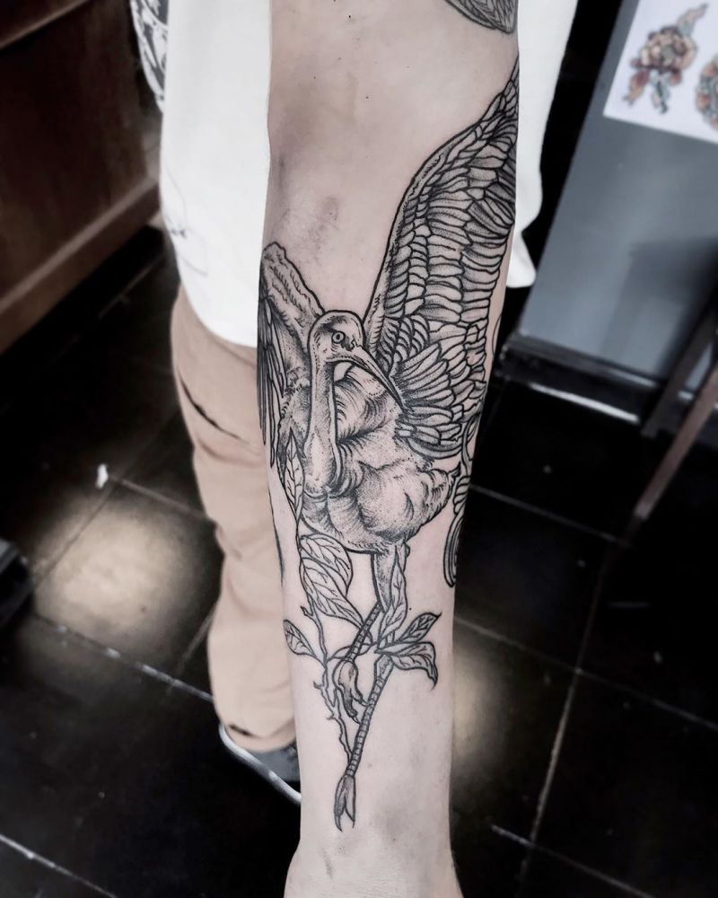 Pretty Crane Tattoos Bring You Longevity and Health