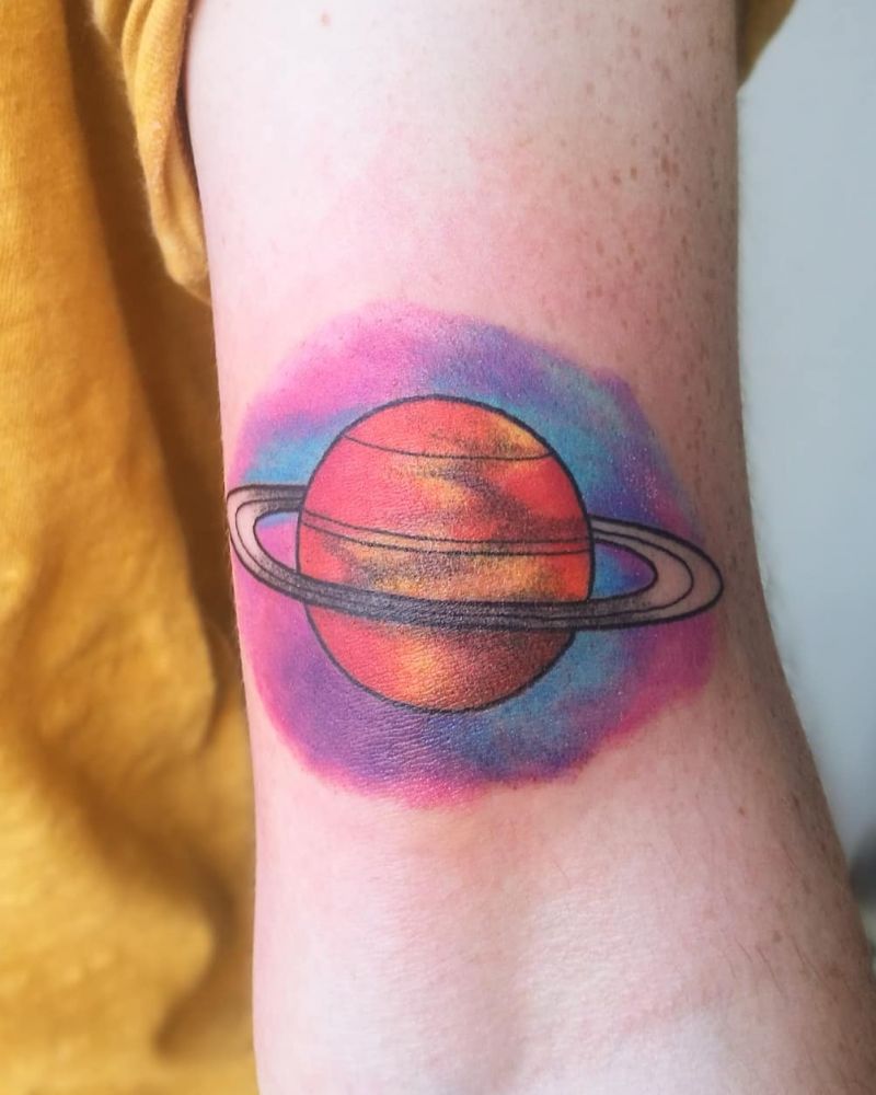 Pretty Saturn Tattoos for You to Enjoy