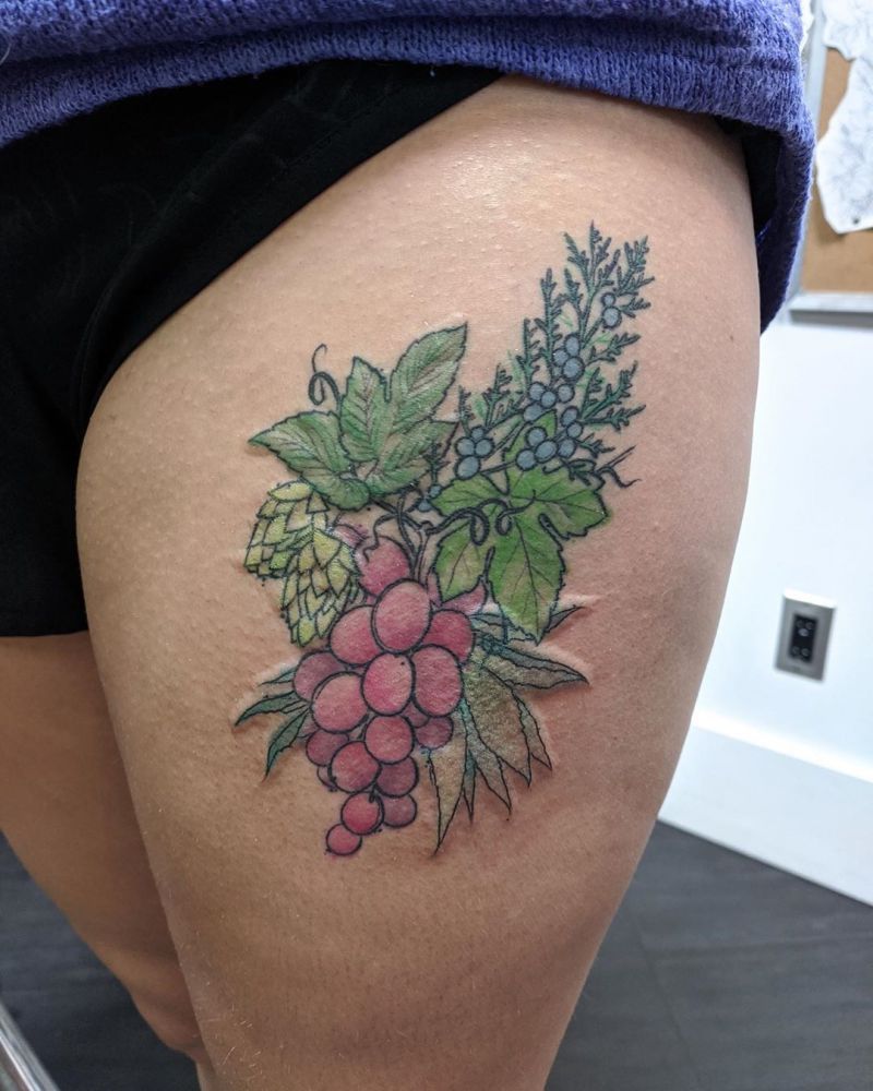 30 Sweet Grape Tattoos Moment Give You The Taste of Happiness