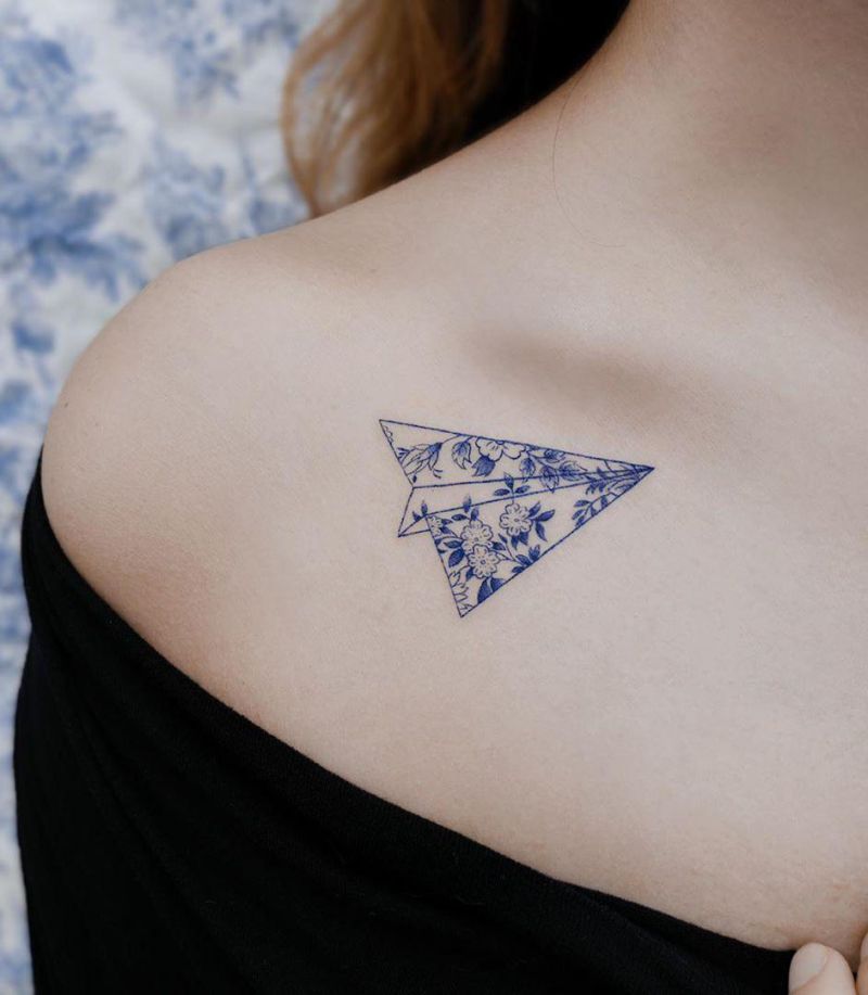 30 Pretty Airplane Tattoos Make You Like to Travel