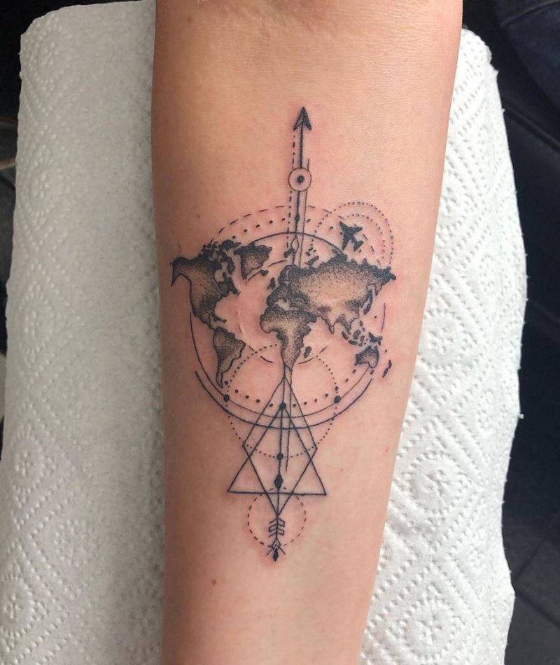 30 Pretty Map Tattoos Make You Want to Go Abroad