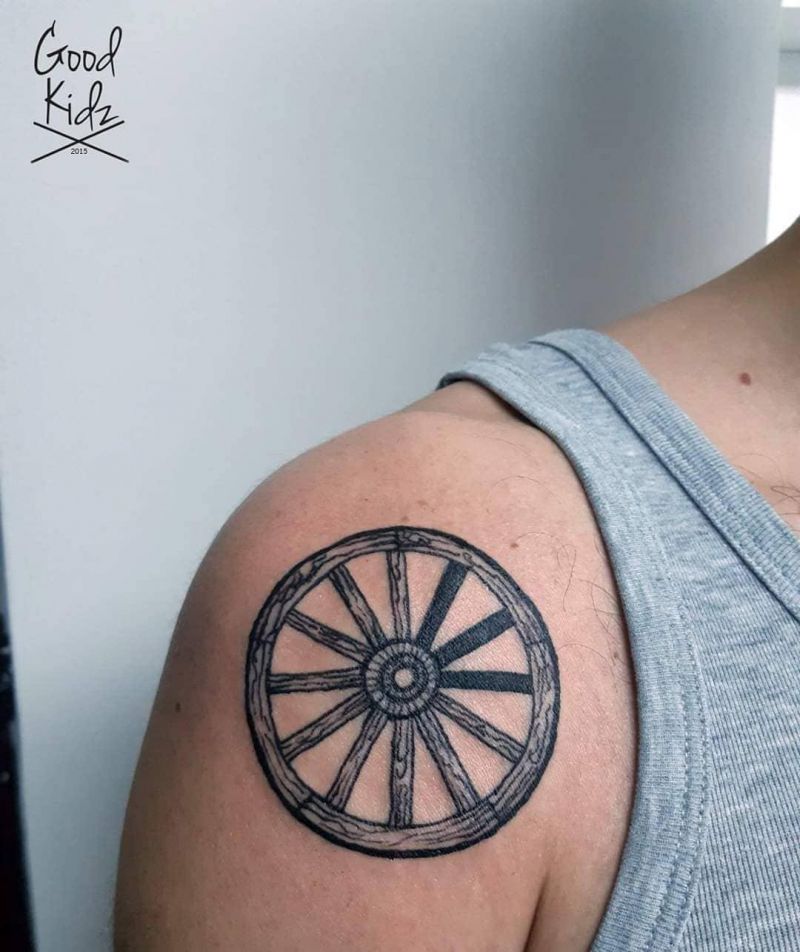 30 Wheel Tattoos Give You The Right Direction