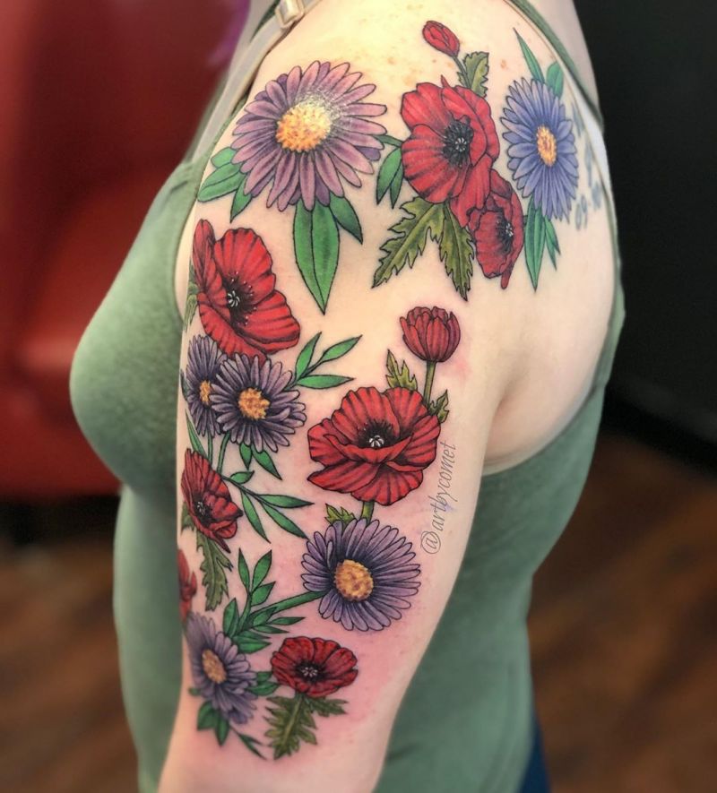 30 Pretty Aster Tattoos for Your Inspiration