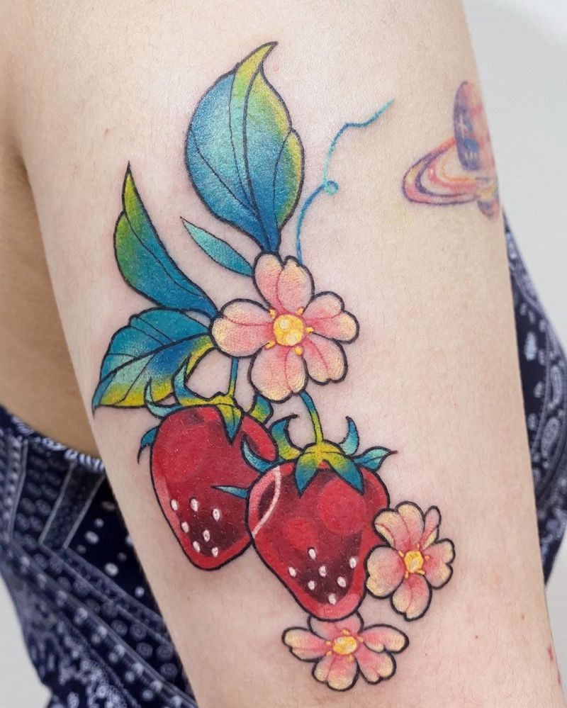 30 Pretty Strawberry Tattoos You Will Love