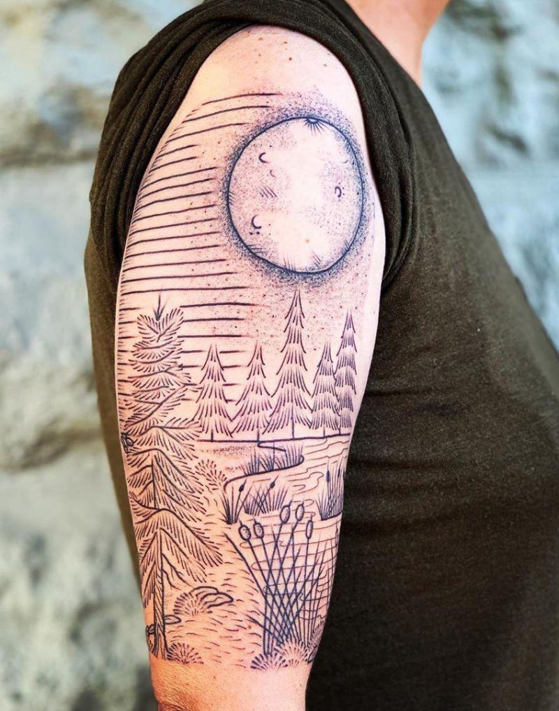 30 Beautiful Landscape Tattoos You Will Love