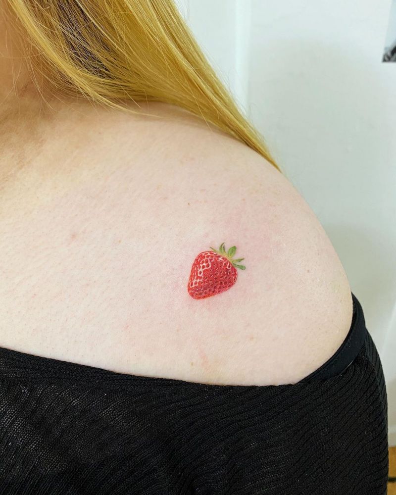 30 Pretty Strawberry Tattoos You Will Love