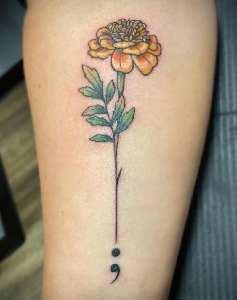 30 Beautiful Marigold Tattoos You Will Love