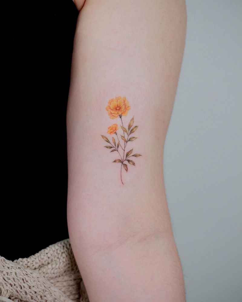 30 Beautiful Marigold Tattoos You Will Love