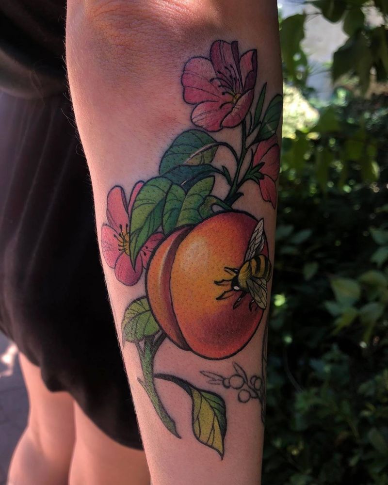 30 Pretty Peach Tattoos for Women You Will Love