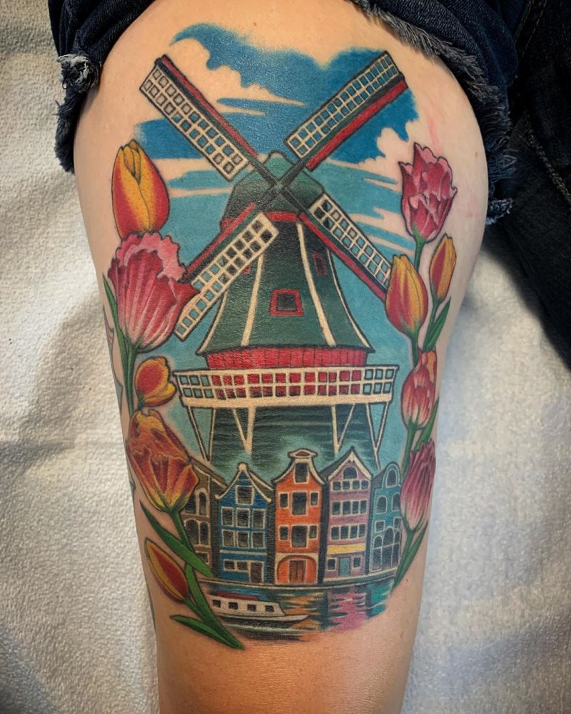 30 Pretty Windmill Tattoos Show Your Temperament