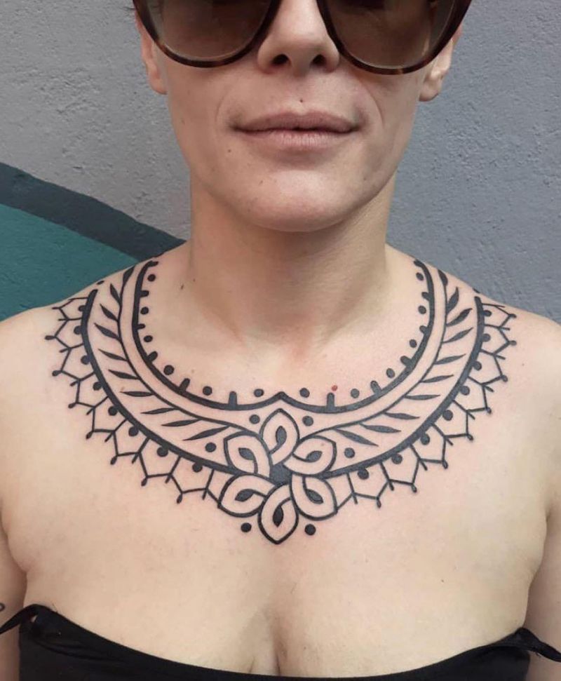 30 Pretty Necklace Tattoos Give You a Different Feeling