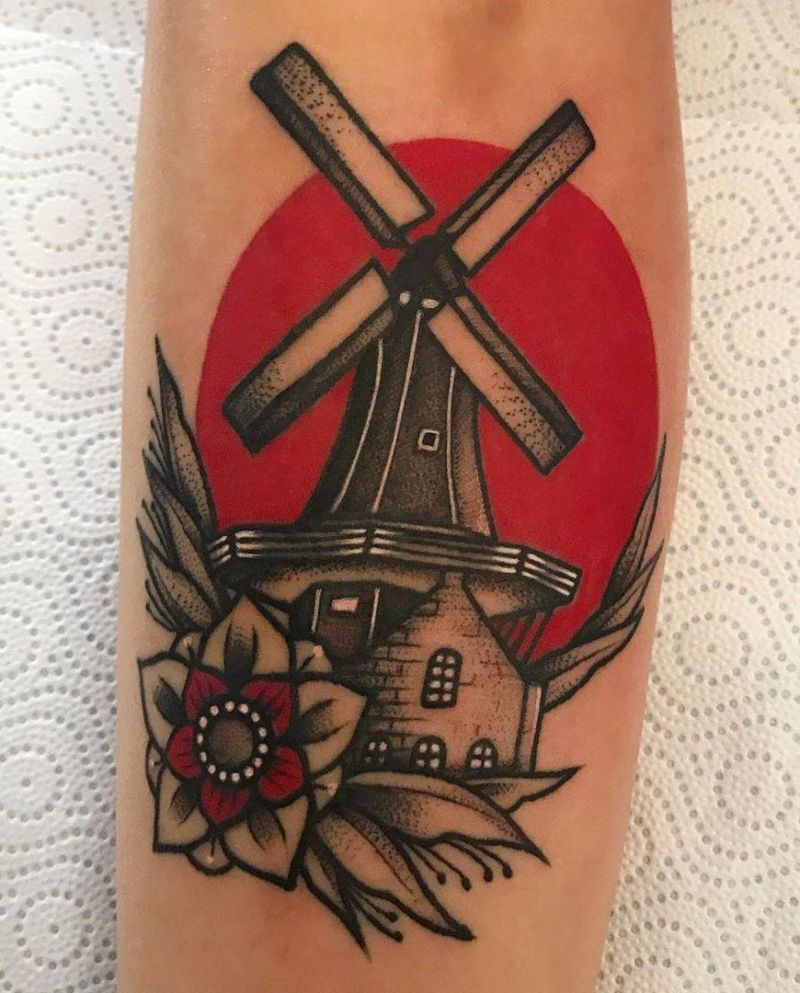 30 Pretty Windmill Tattoos Show Your Temperament