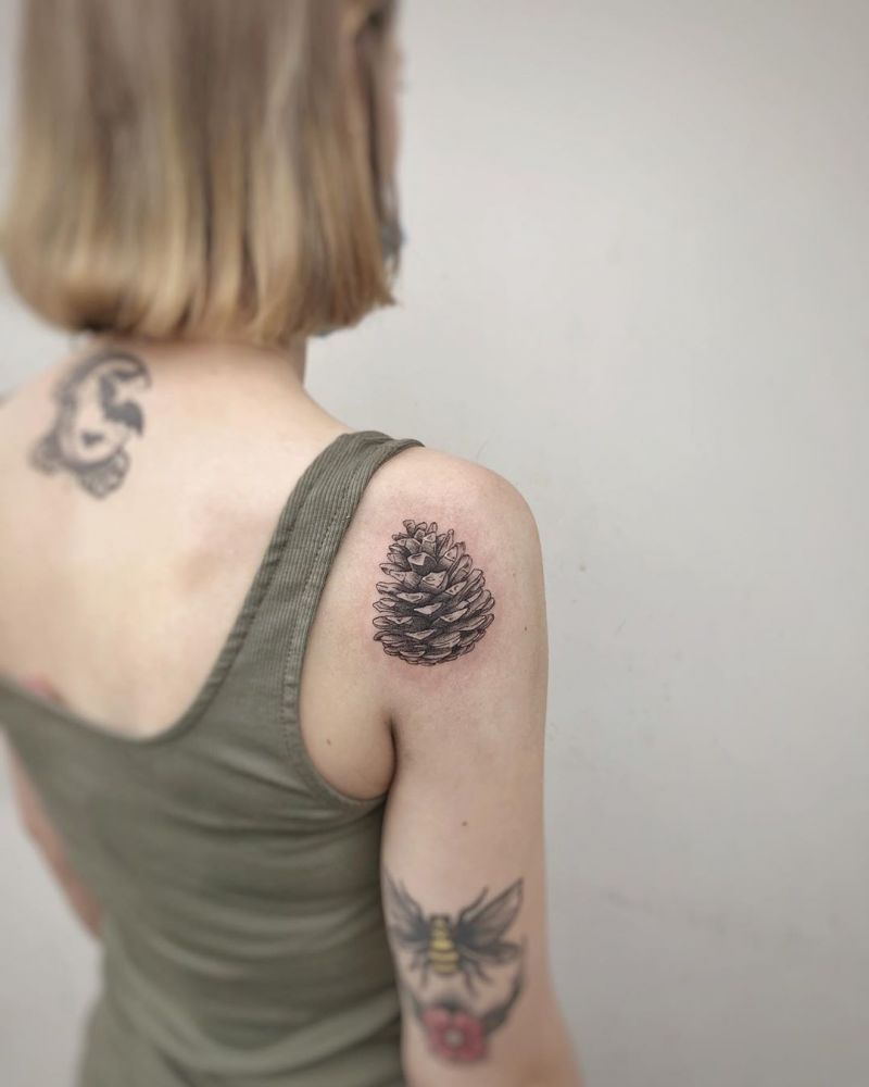 30 Pretty Pinecone Tattoos to Inspire You