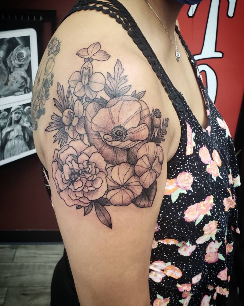 30 Beautiful Marigold Tattoos You Will Love