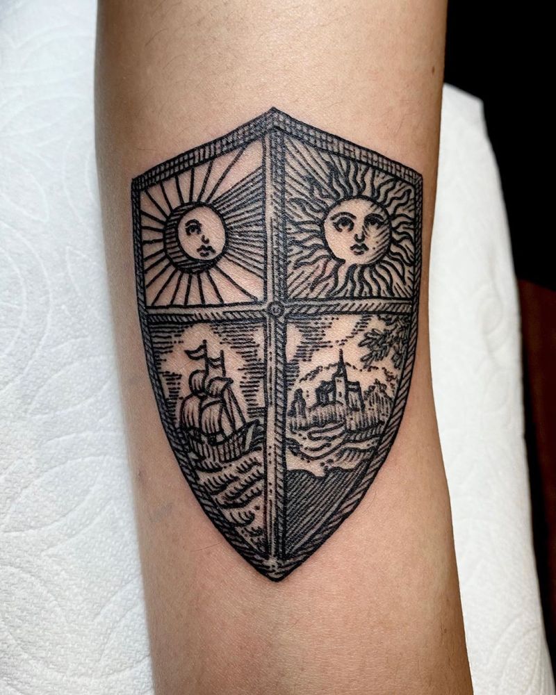 30 Creative Shield Tattoos You Will Love