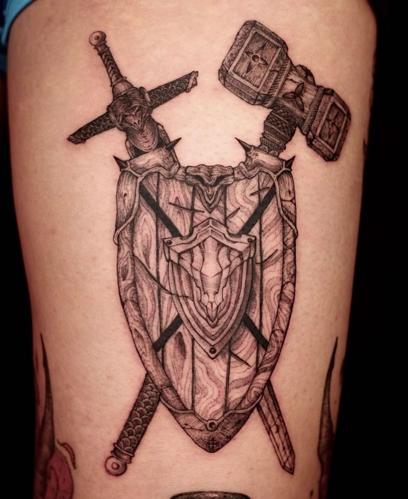 30 Creative Shield Tattoos You Will Love