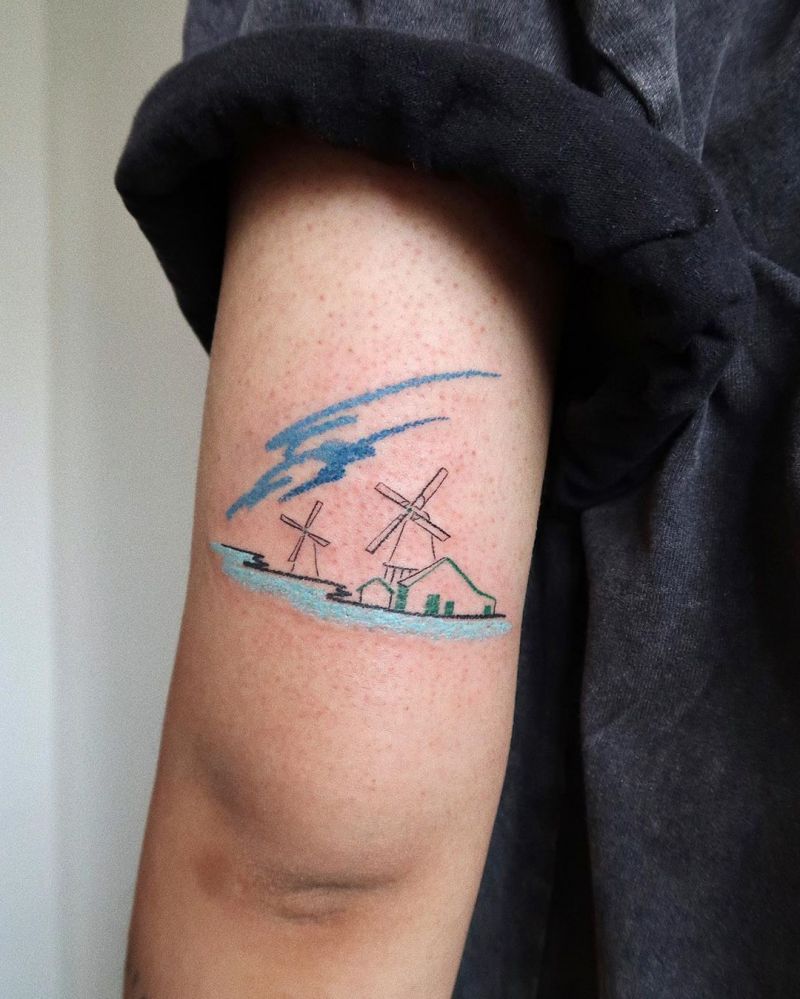 30 Pretty Windmill Tattoos Show Your Temperament